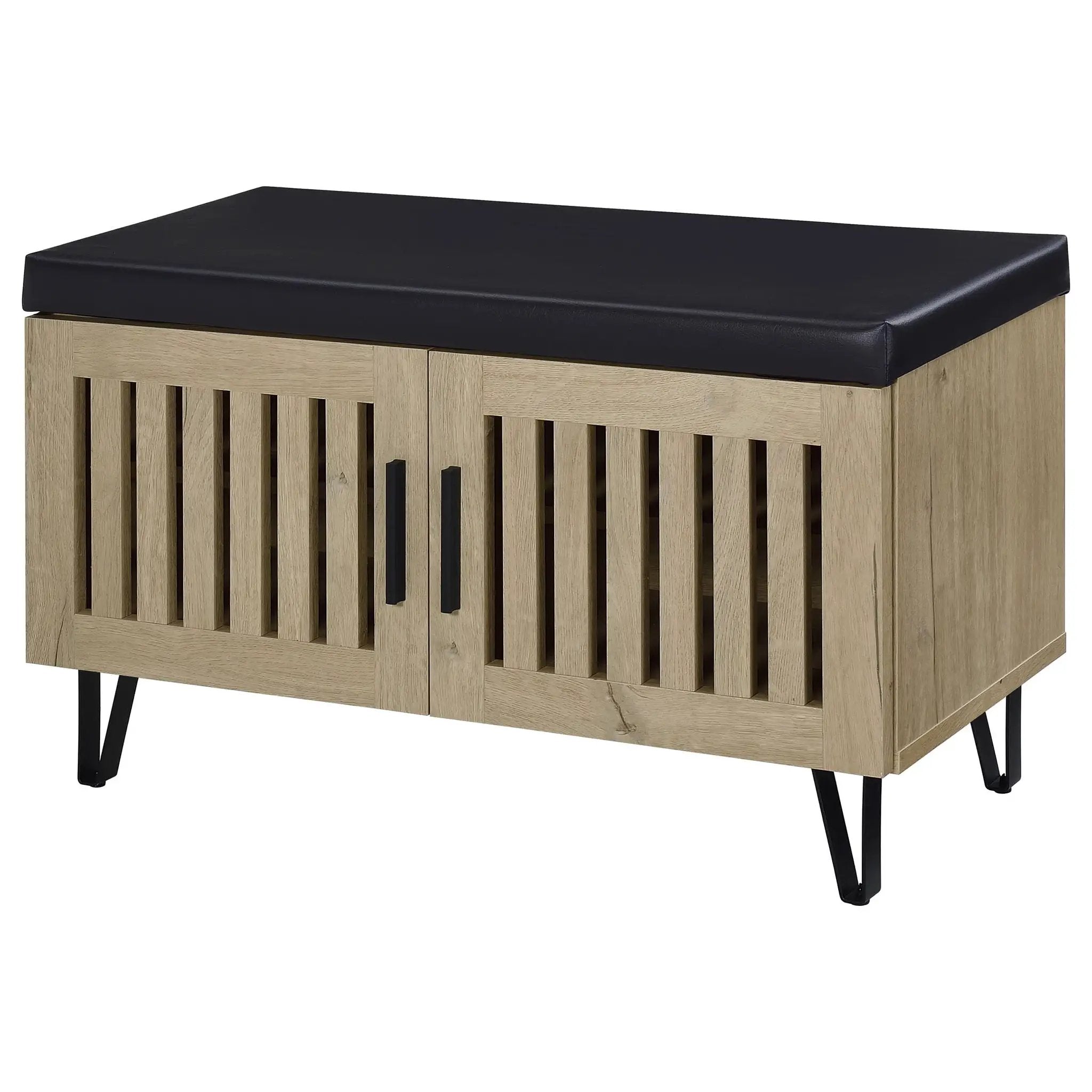 Brixton 2-door Padded Entryway Shoe Storage Bench White Oak by Unique Piece Furniture