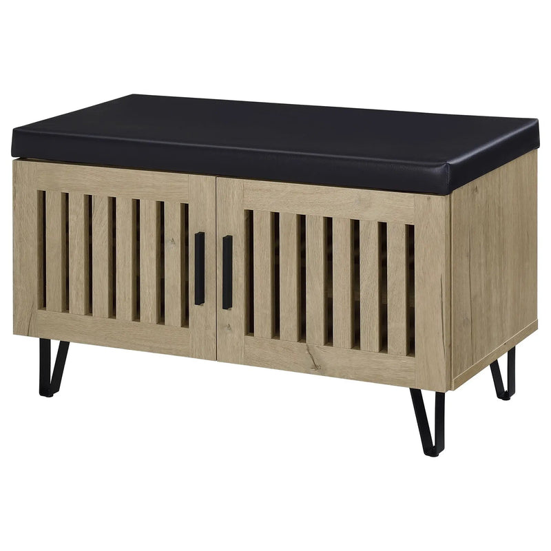 Brixton 2-door Padded Entryway Shoe Storage Bench White Oak by Unique Piece Furniture