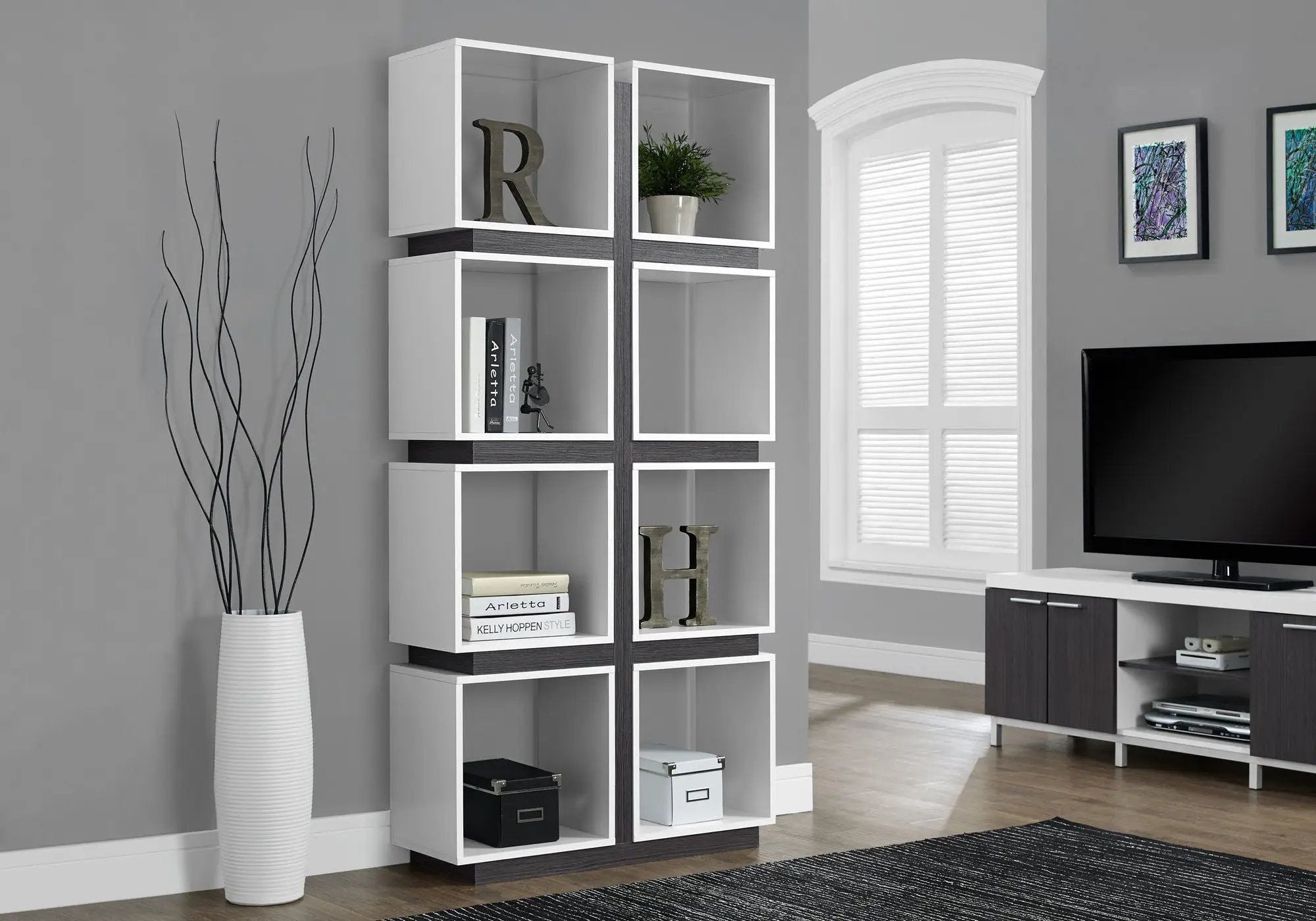 Contemporary 5-Tier White Bookshelf by HouseOfZazla