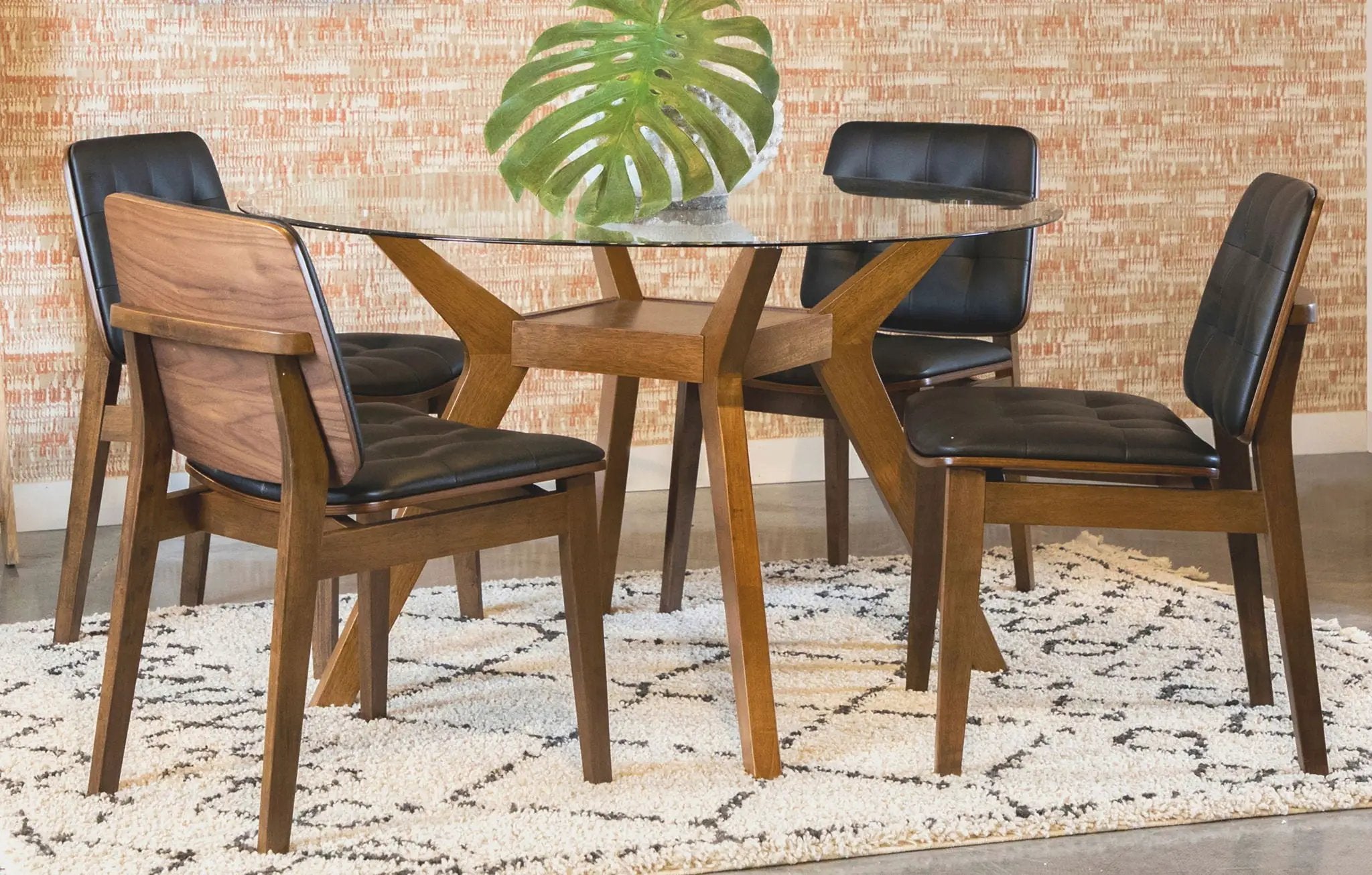 Paxton 5-piece Round Glass Top Dining Table Set Brown by Unique Piece Furniture