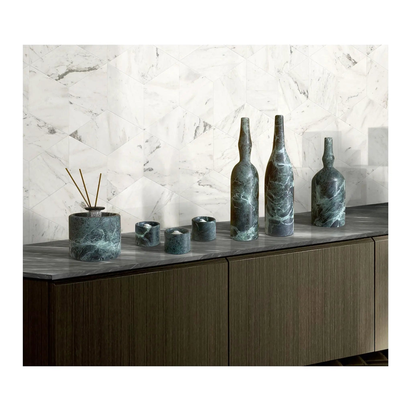 7 Pieces Luxury Natural Marble Living Room Accessories Set by Unique Piece Furniture