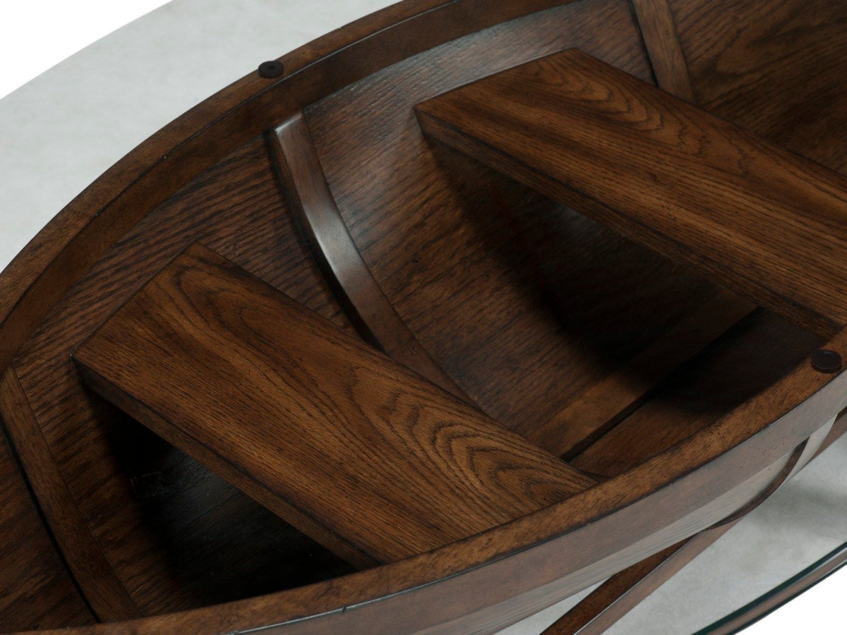 Beaufort - Oval Cocktail Table With Base And Glass Top - Dark Oak, photo 2 of 3