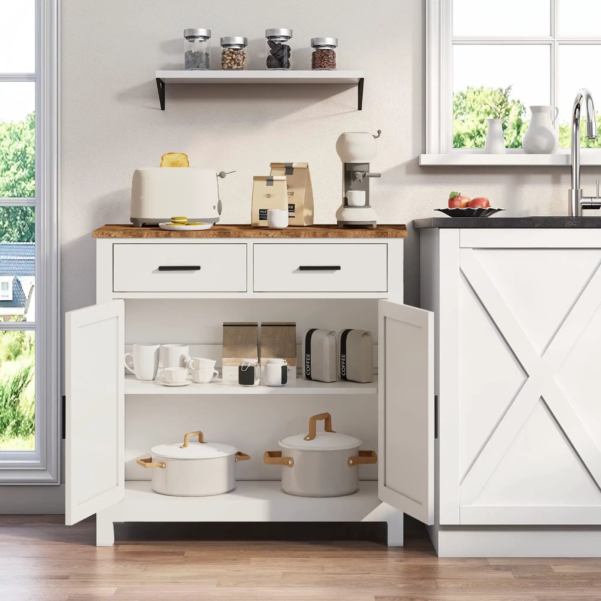 Modern Farmhouse Kitchen Storage Cabinet by HouseOfZazla