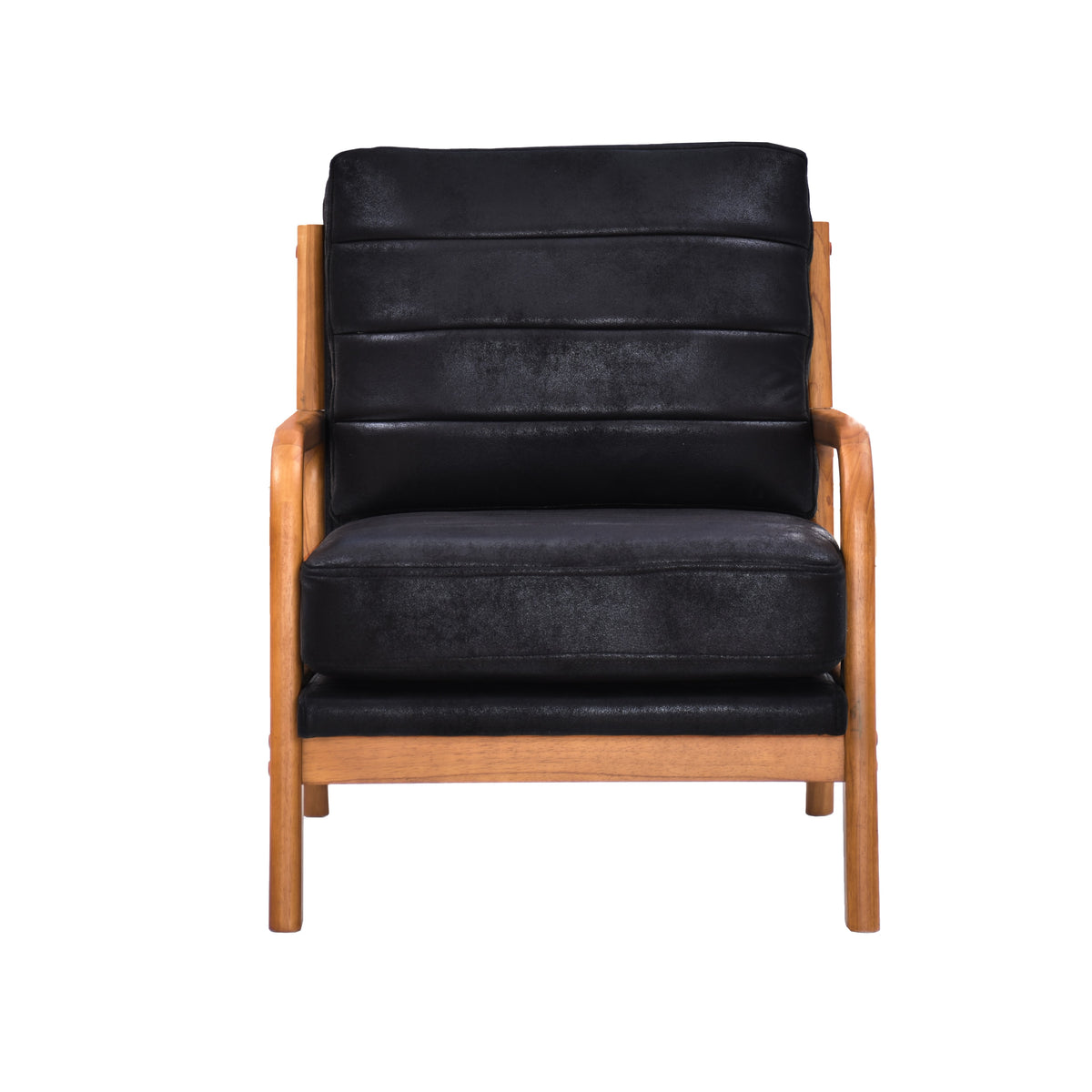 Foil Fabric Wood Armchair with Solid Wood Frame - Neutral, photo 8 of 10