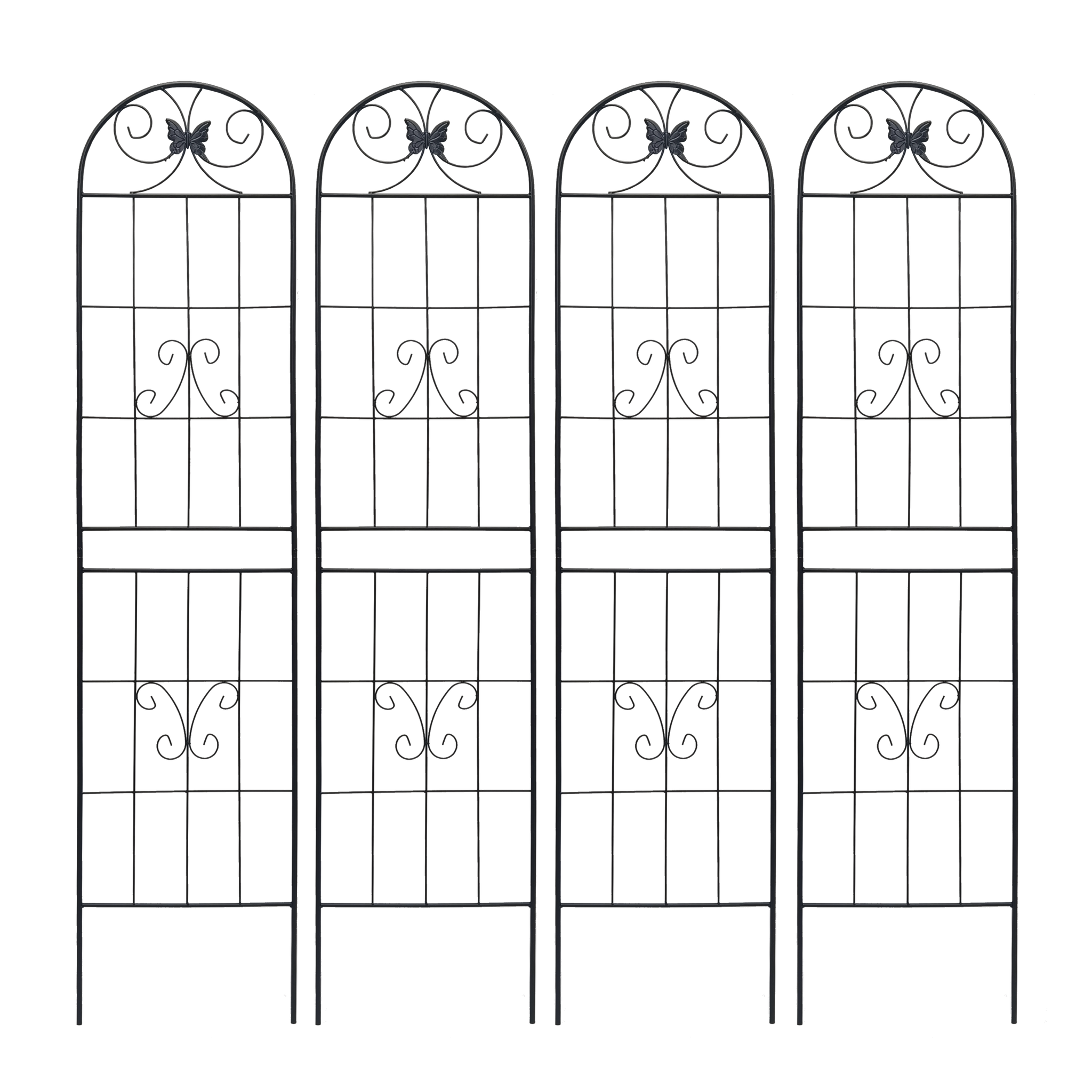 4 Pack Metal Garden Trellis 86.7" x 19.7" Rustproof Trellis for Climbing Plants Outdoor Flower Support Black by HouseOfZazla