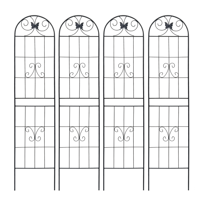 4 Pack Metal Garden Trellis 86.7" x 19.7" Rustproof Trellis for Climbing Plants Outdoor Flower Support Black by HouseOfZazla