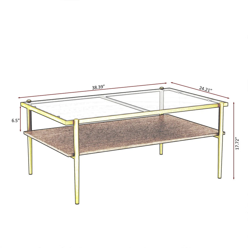 Rectangle Coffee Table With Tempered Glass Top And Legs, Modern Table For Living Room by Unique Piece Furniture