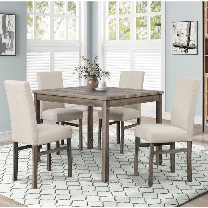 5 Piece Transitional Dining Set With Table And Upholstered Chairs by HouseOfZazla