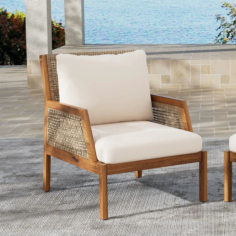 Acacia Wood Patio Furniture Club Chair, Outdoor Wicker Armchair by HouseOfZazla