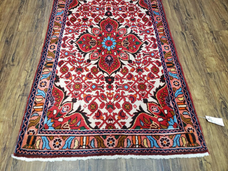 3' 2' X 5' 1" Handmade Floral Wool Rug Red Beige /Ivory by Jewel Rugs