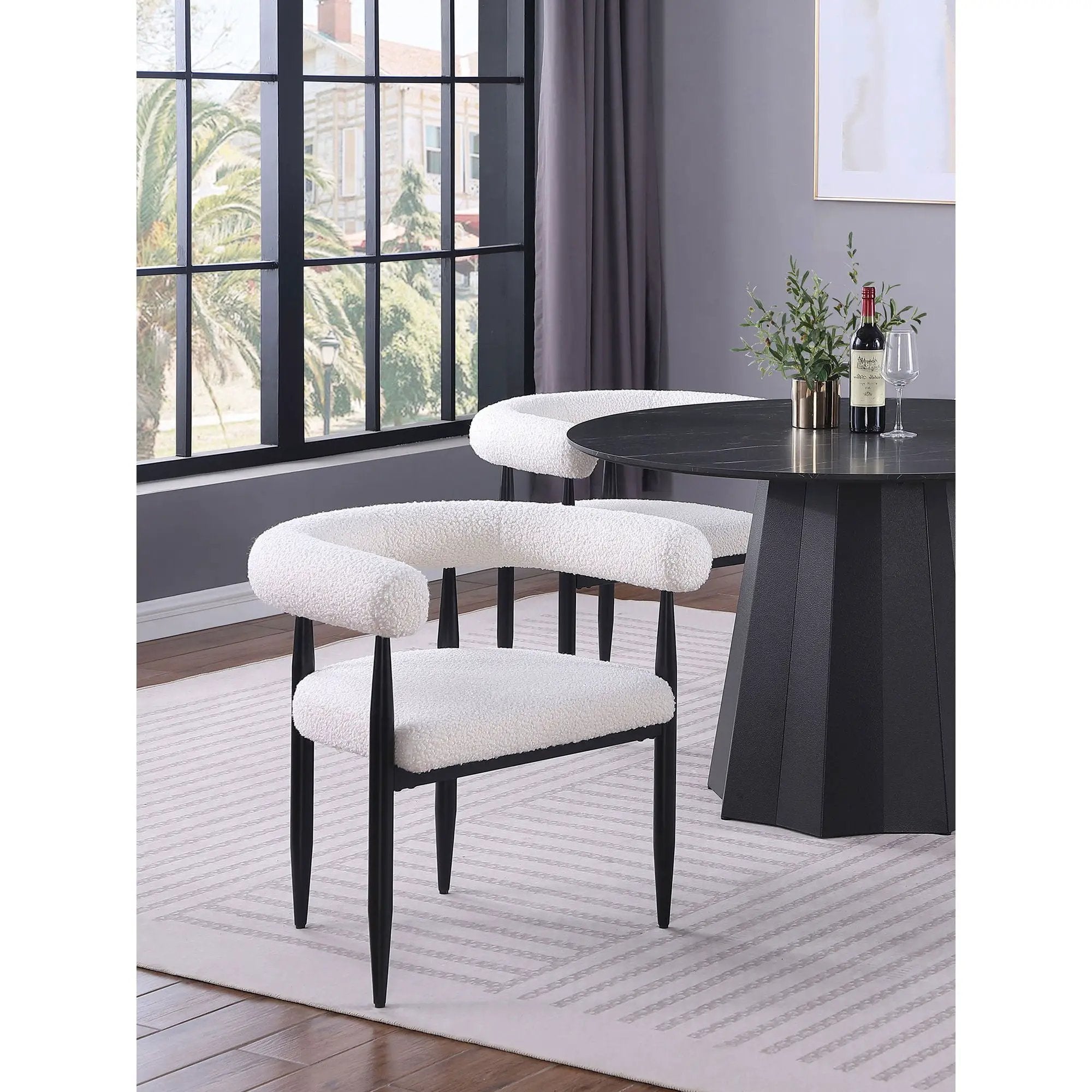 Notting - Upholstered Dining Arm Chair (Set of 2) In And Open C Shaped Backrest - Cream by HouseOfZazla