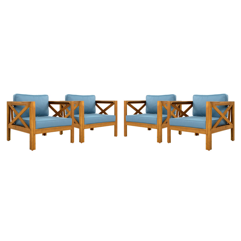 Outdoor Acacia Wood Club Wooden Armchair Set of 4 by HouseOfZazla
