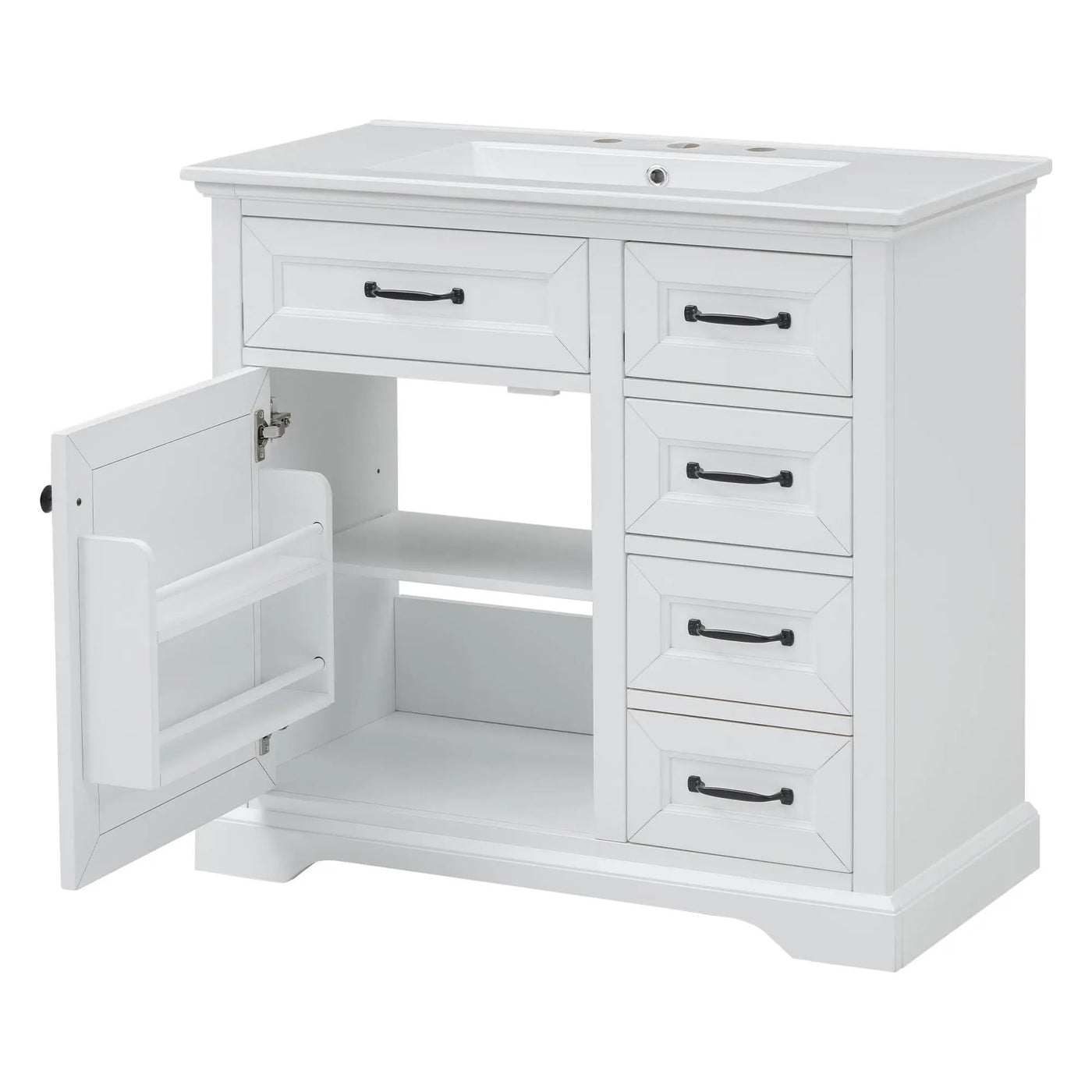 36" Bathroom Vanity With Sink, 2 Tip-Out Drawers, Soft Close Hinges by HouseOfZazla