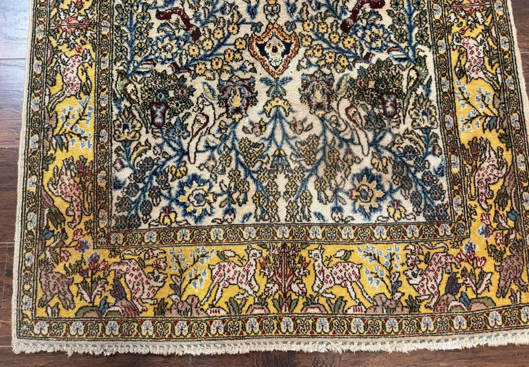 Persian Qum Tree of Life Rug 3.5 x 5.5, Animal Pictorials, Kork Wool with Silk Highlights by Jewel Rugs