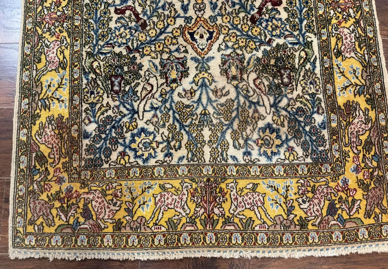Persian Qum Tree of Life Rug 3.5 x 5.5, Animal Pictorials, Kork Wool with Silk Highlights by Jewel Rugs