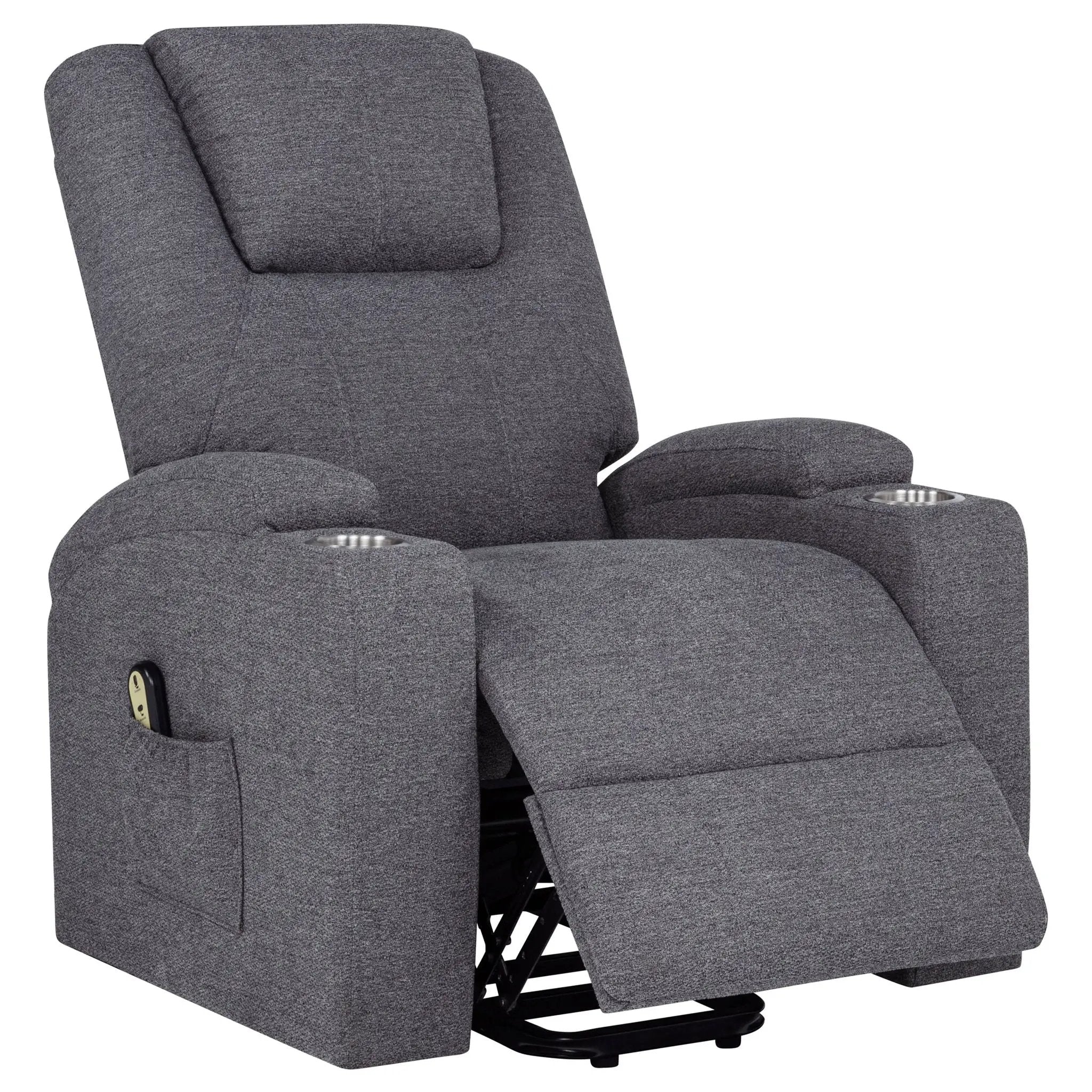 Louie Chenille Upholstered Power Lift Massage Chair Grey by Unique Piece Furniture