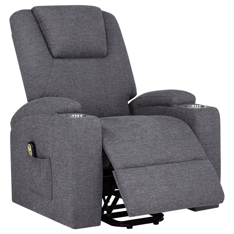 Louie Chenille Upholstered Power Lift Massage Chair Grey by Unique Piece Furniture
