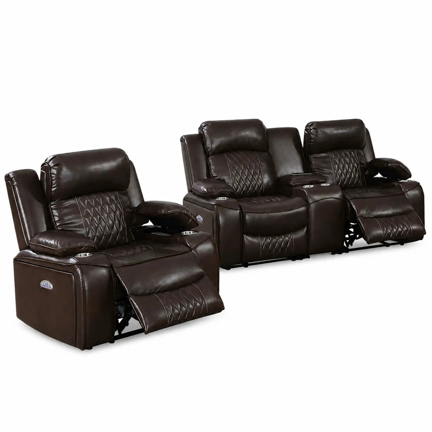 Power Motion Living Room Set With USB Port, Adjustable Headrest, Cup Holder by HouseOfZazla