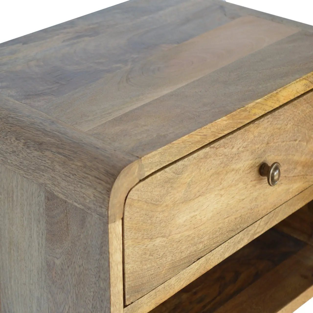 Solid Wood Floating Curve Open Slot Nightstand by HouseOfZazla