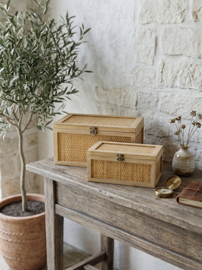 Set of 2 Woven Rattan Decorative Boxes, photo 7 of 8