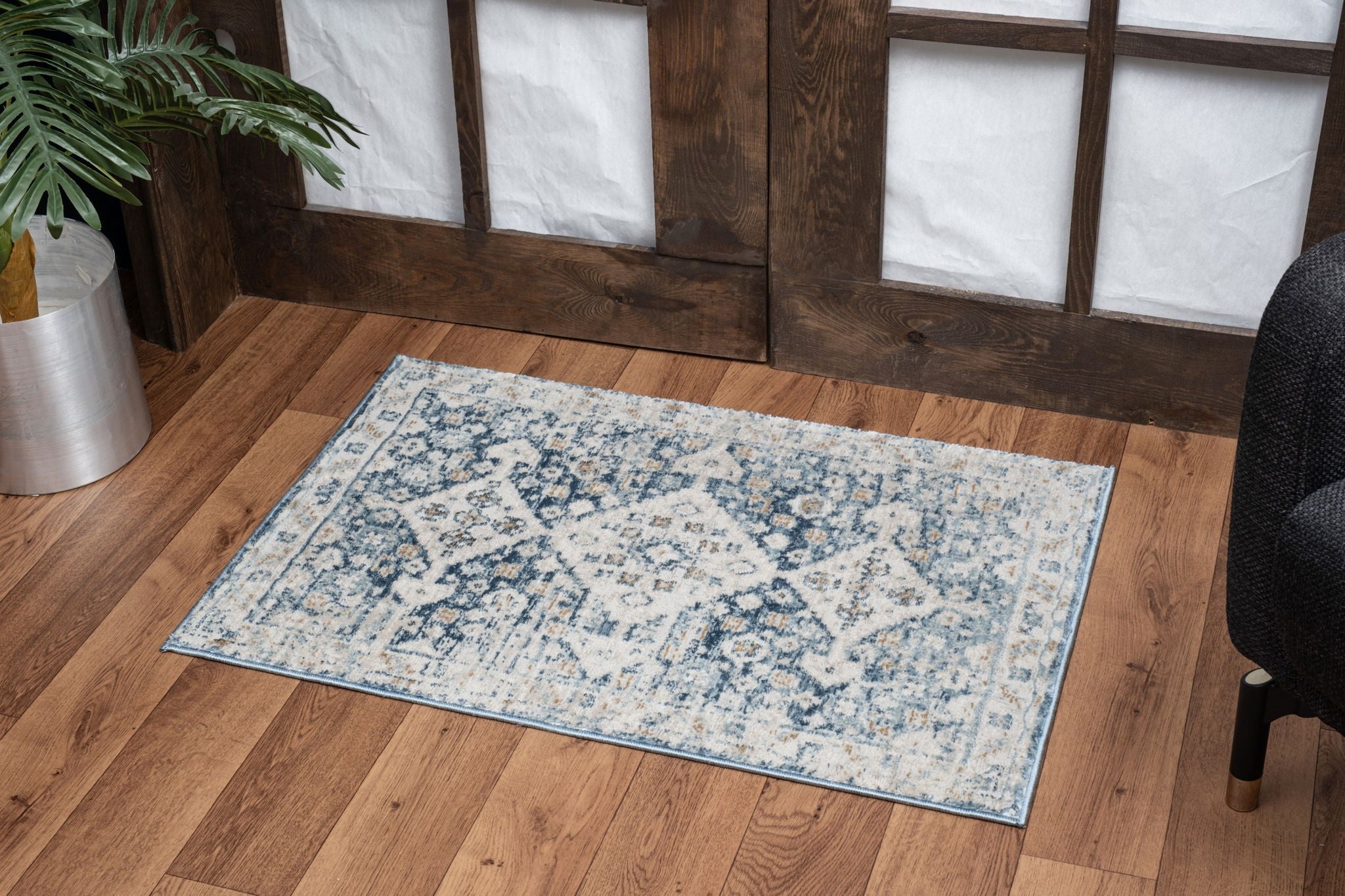 Noble - 5'3" X 7'3" Area Rug - Blue, Polyester by HouseOfZazla