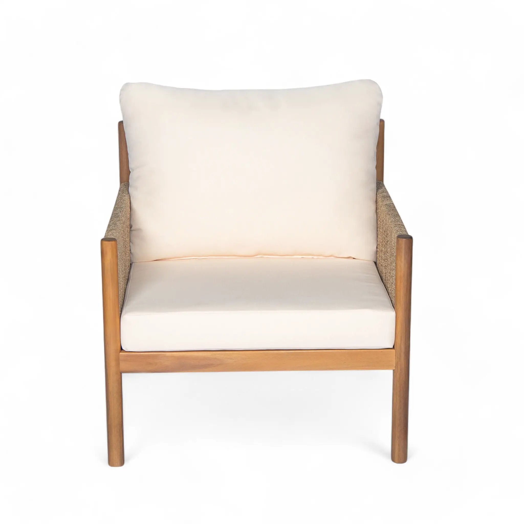 Modern Outdoor Woven Lounge Chair With Solid Wood Frame - Teak by HouseOfZazla