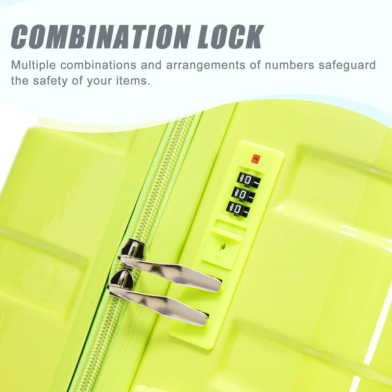 20'/24'/28' 3-Piece PC Spinner Wheel Luggage Set (Yellow+Green) by HouseOfZazla