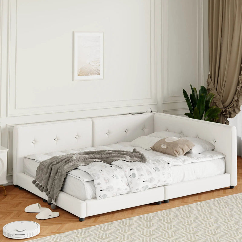 Modern Upholstered Platform Bed With USB Ports And LED Belt by Unique Piece Furniture