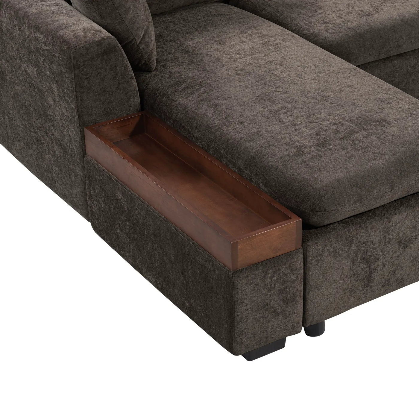 Modern L Shaped Sectional Sofa With Upholstery And Wooden Storage