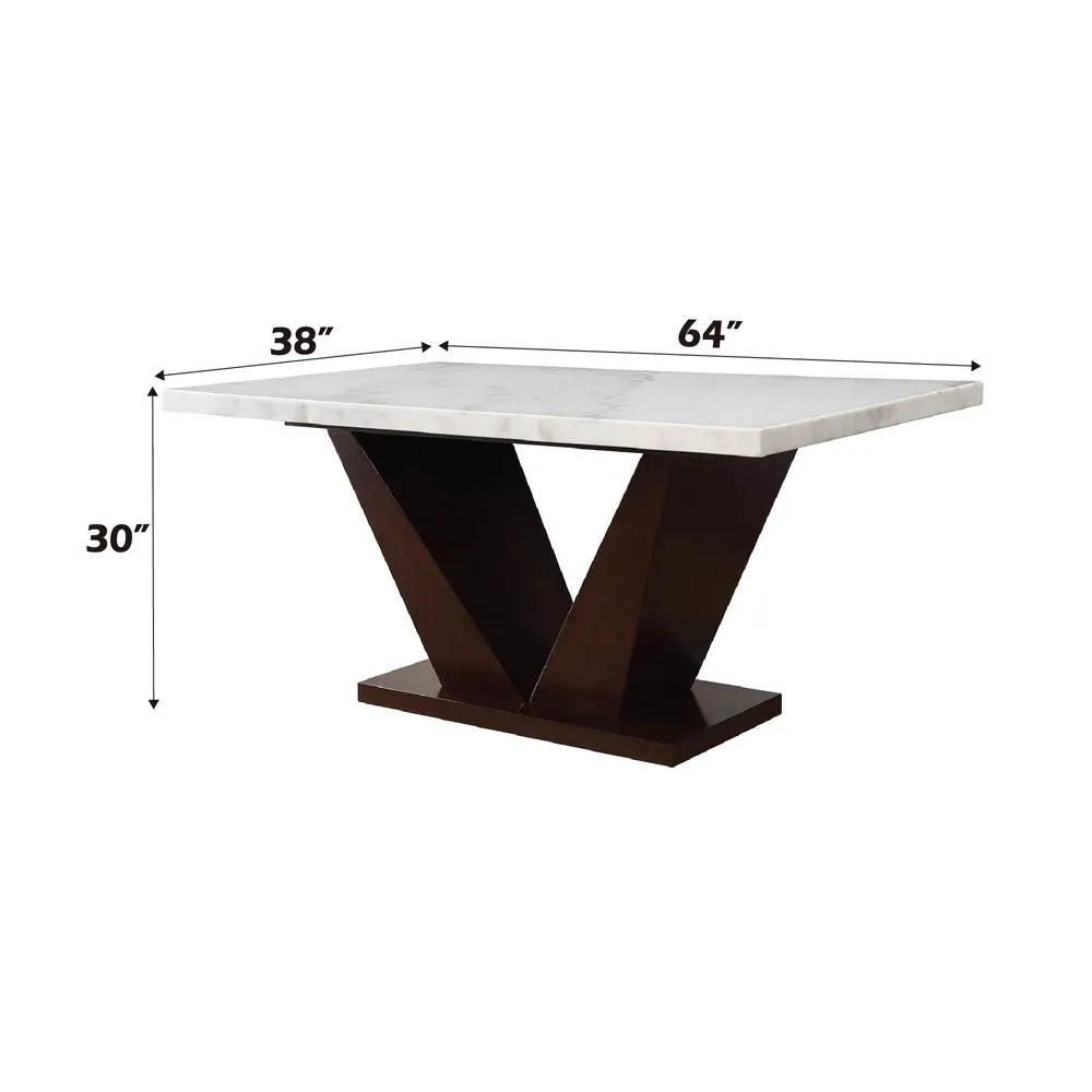 Forbes - Dining Table With Marble Top - White Marble Top & Walnut by Unique Piece Furniture