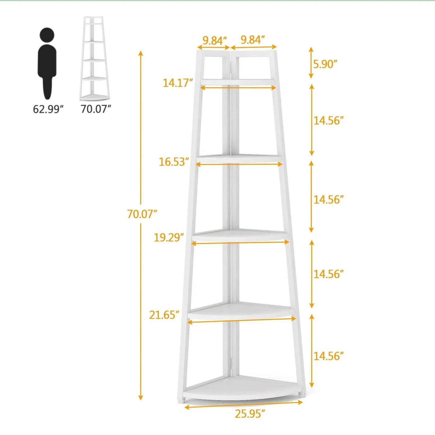 Tall 5 Tier Corner Bookshelf For Living Room by HouseOfZazla