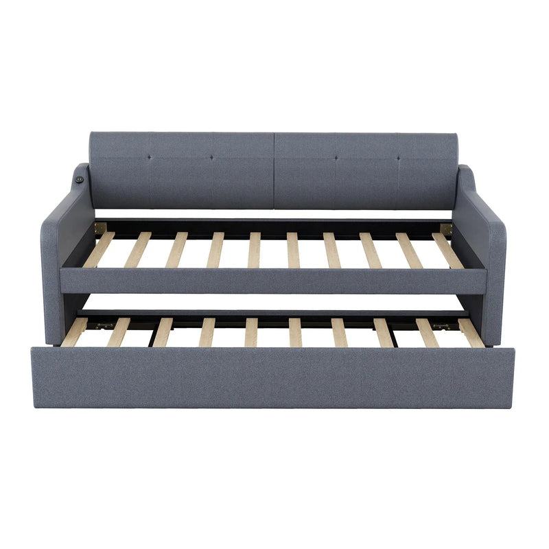 Upholstered Daybed With Trundle And USB Charging
