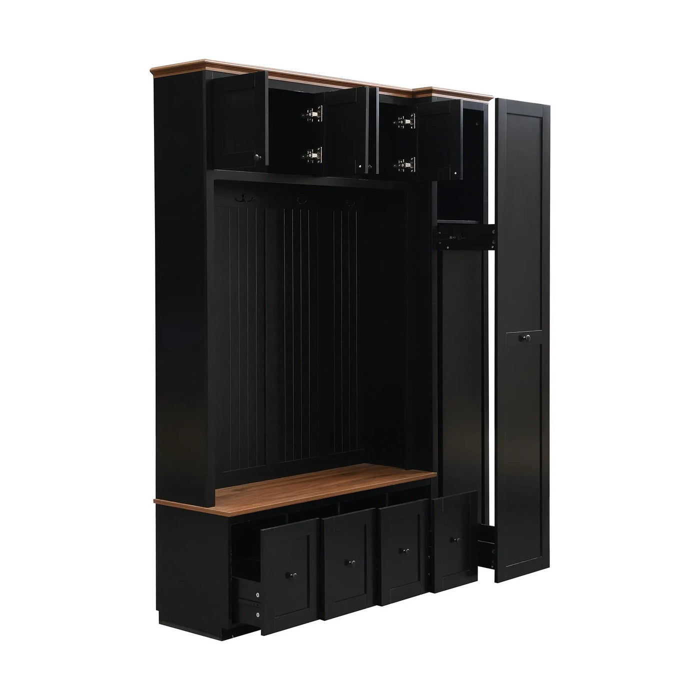 Entryway Hall Tree With Storage Bench, Coat Rack Shoe Bench With Cabinets by HouseOfZazla