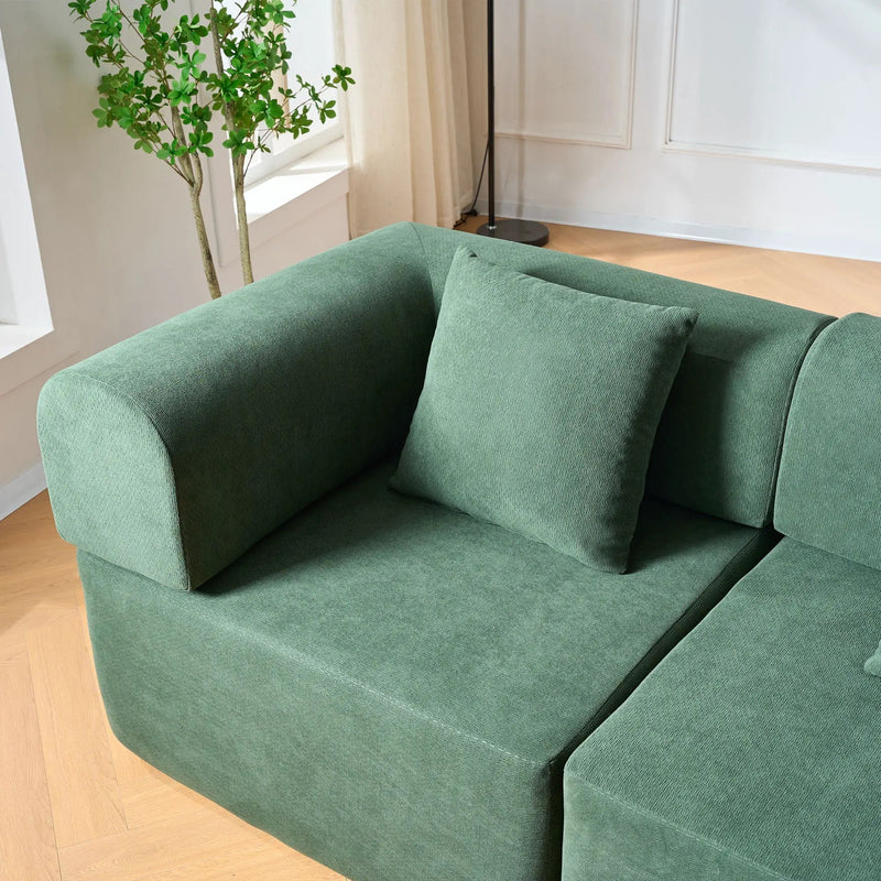 Modular L-Shaped Sectional Sofa With Deep Seat, Movable Chaise & 5 Pillows by HouseOfZazla