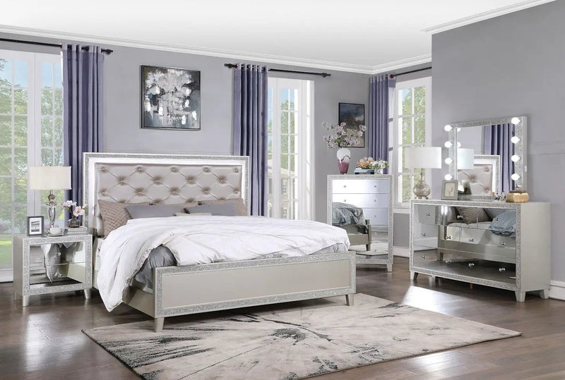 Sliverfluff - Mirror With Light - Mirrored & Champagne by Unique Piece Furniture