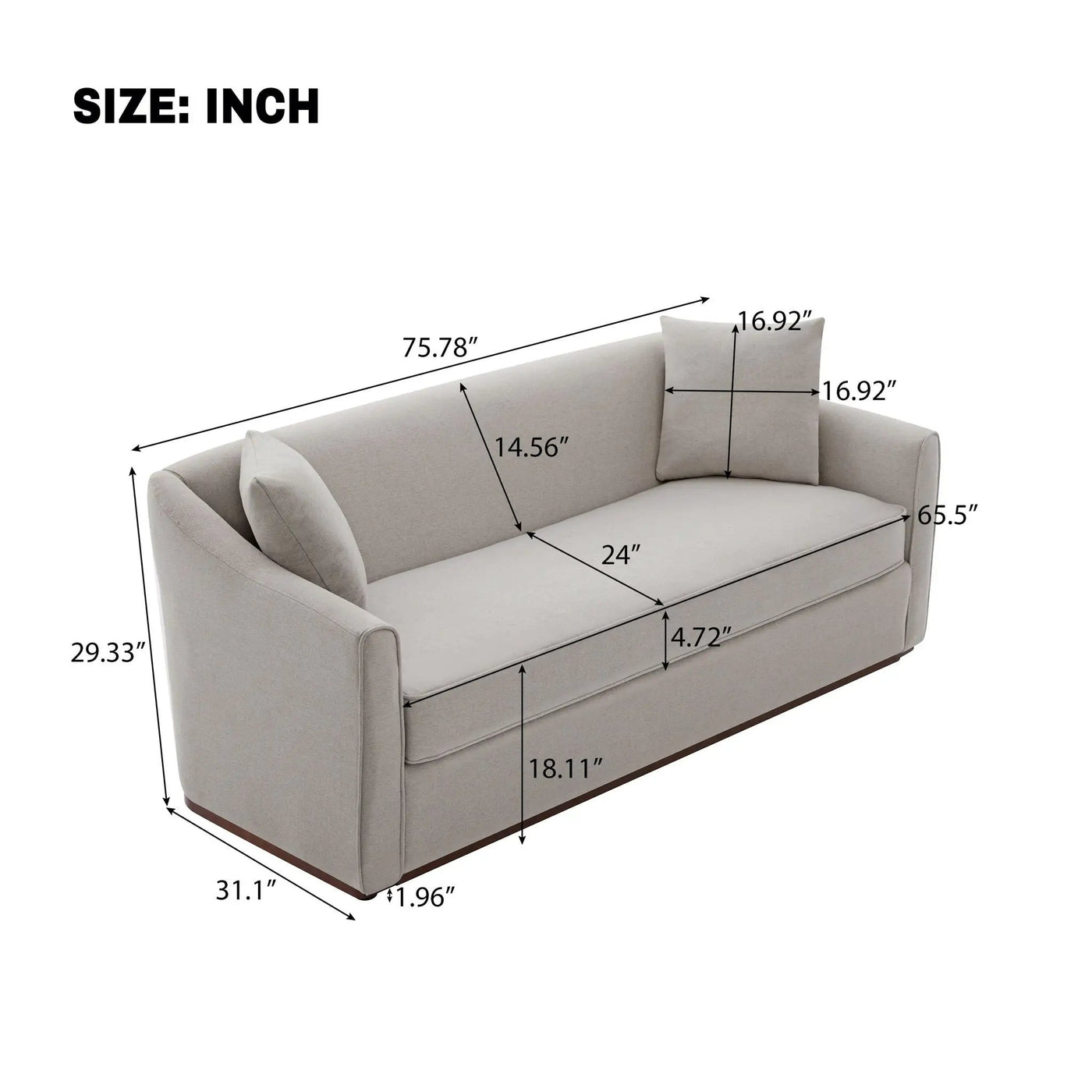 3 Seater Sofa With Wrap Around Armrests And Throw Pillows by HouseOfZazla