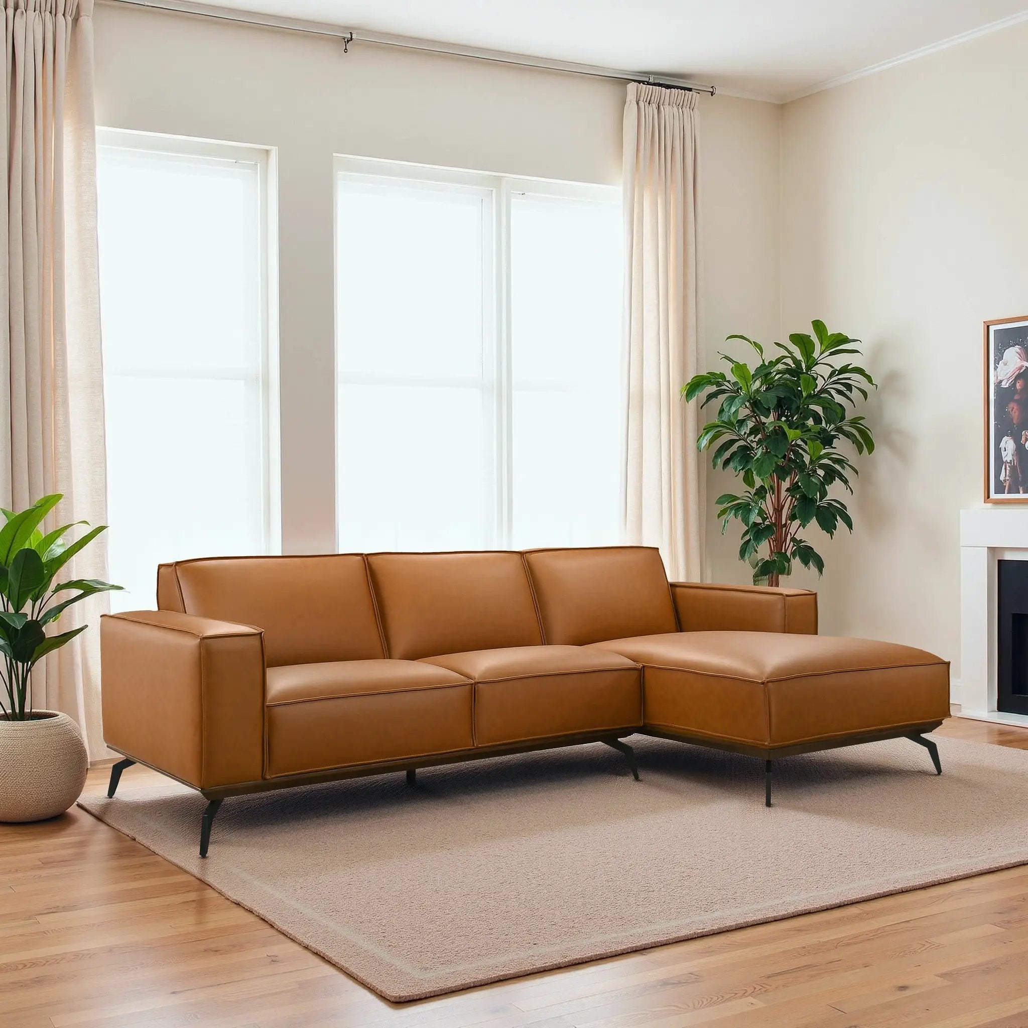 Brenham Easy Clean Modern Right Sectional Sofa & Chaise by HouseOfZazla