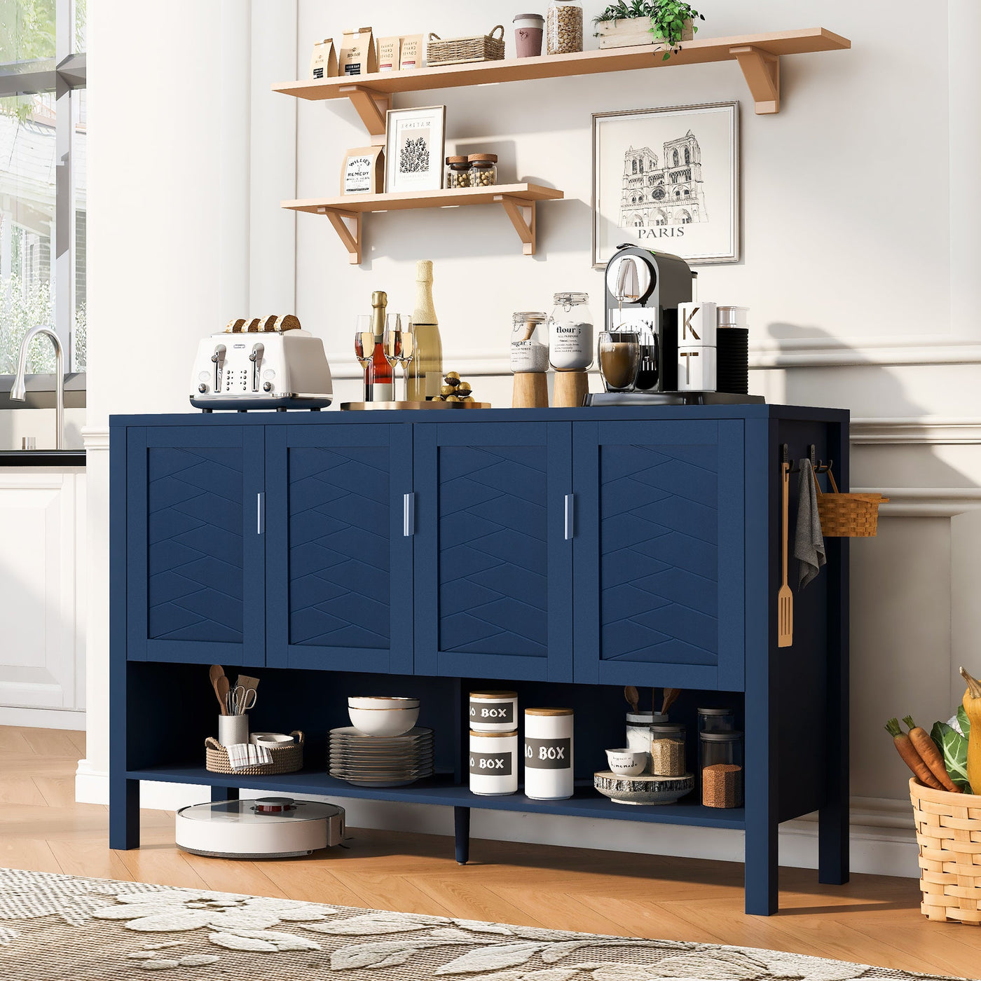 U_STYLE 55.1'' Storage Sideboard with 4 Doors by HouseOfZazla