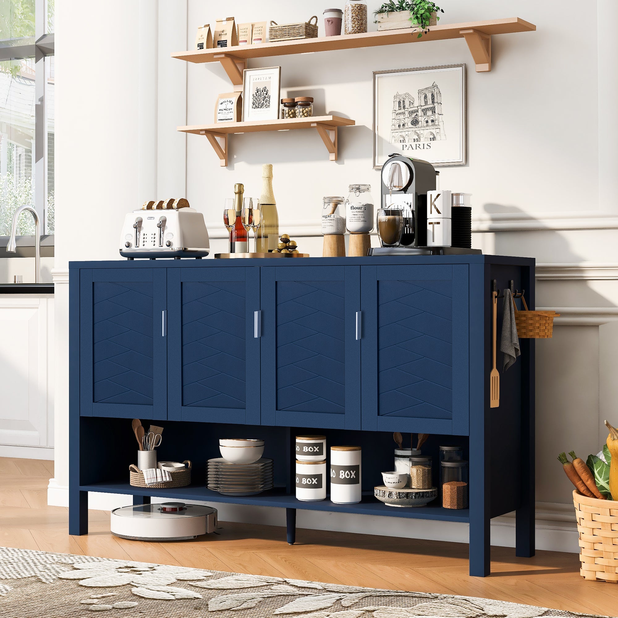 U_STYLE 55.1'' Storage Sideboard with 4 Doors by HouseOfZazla