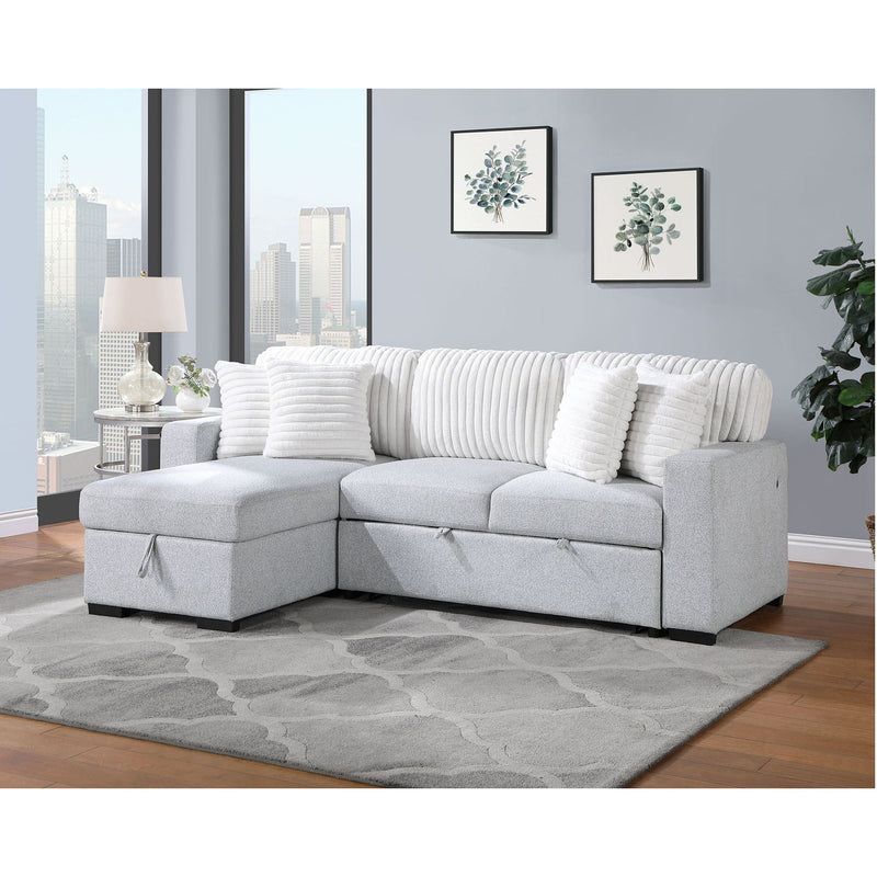 Reversible Pull Out Sofa Bed with Cup Holders - Light Gray, photo 6 of 12