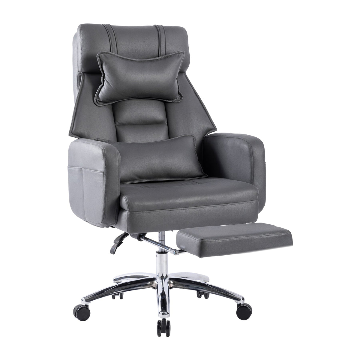 Swivel Ergonomic Office Chair with Lumbar Support and Reclining Back - Dark Grey, photo 5 of 10