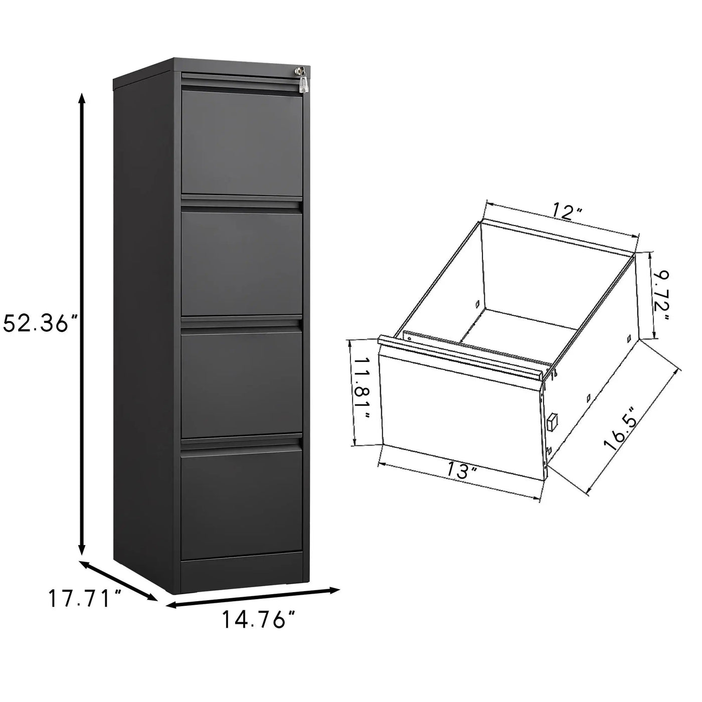 Durable Metal 3 Drawer File Cabinet With Lock For Office Storage by HouseOfZazla