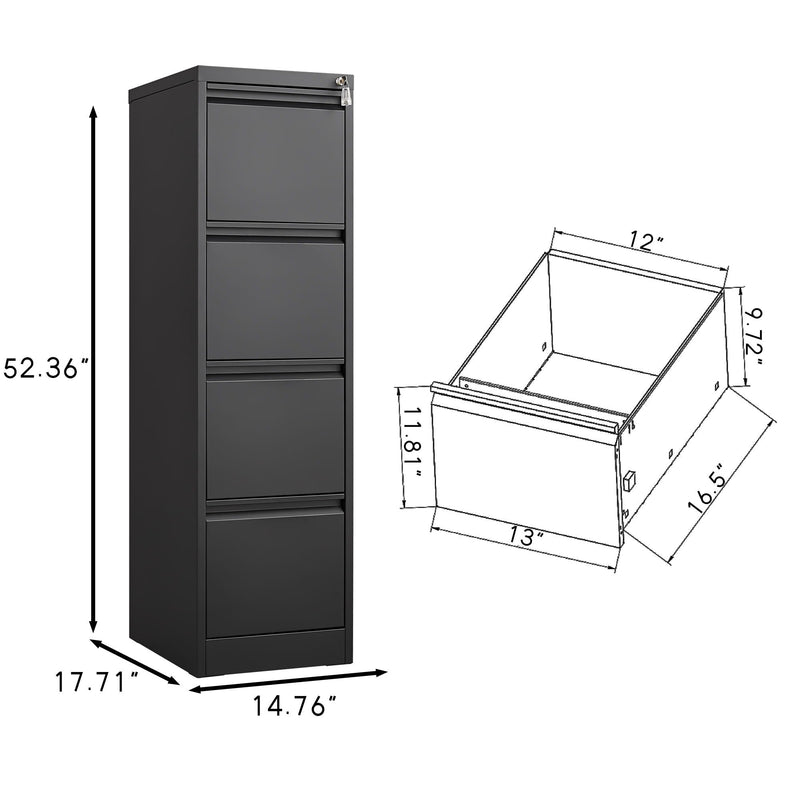 Durable Metal 3 Drawer File Cabinet With Lock For Office Storage by Unique Piece Furniture