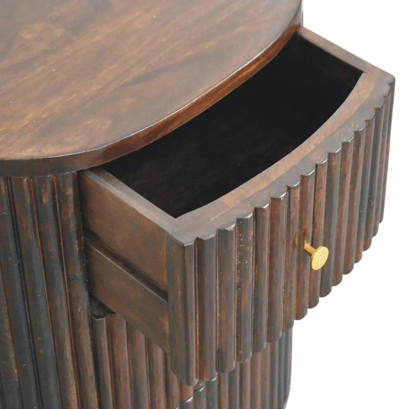 Solid Wood Curved Fluted 3-Drawer Drum Chest by HouseOfZazla