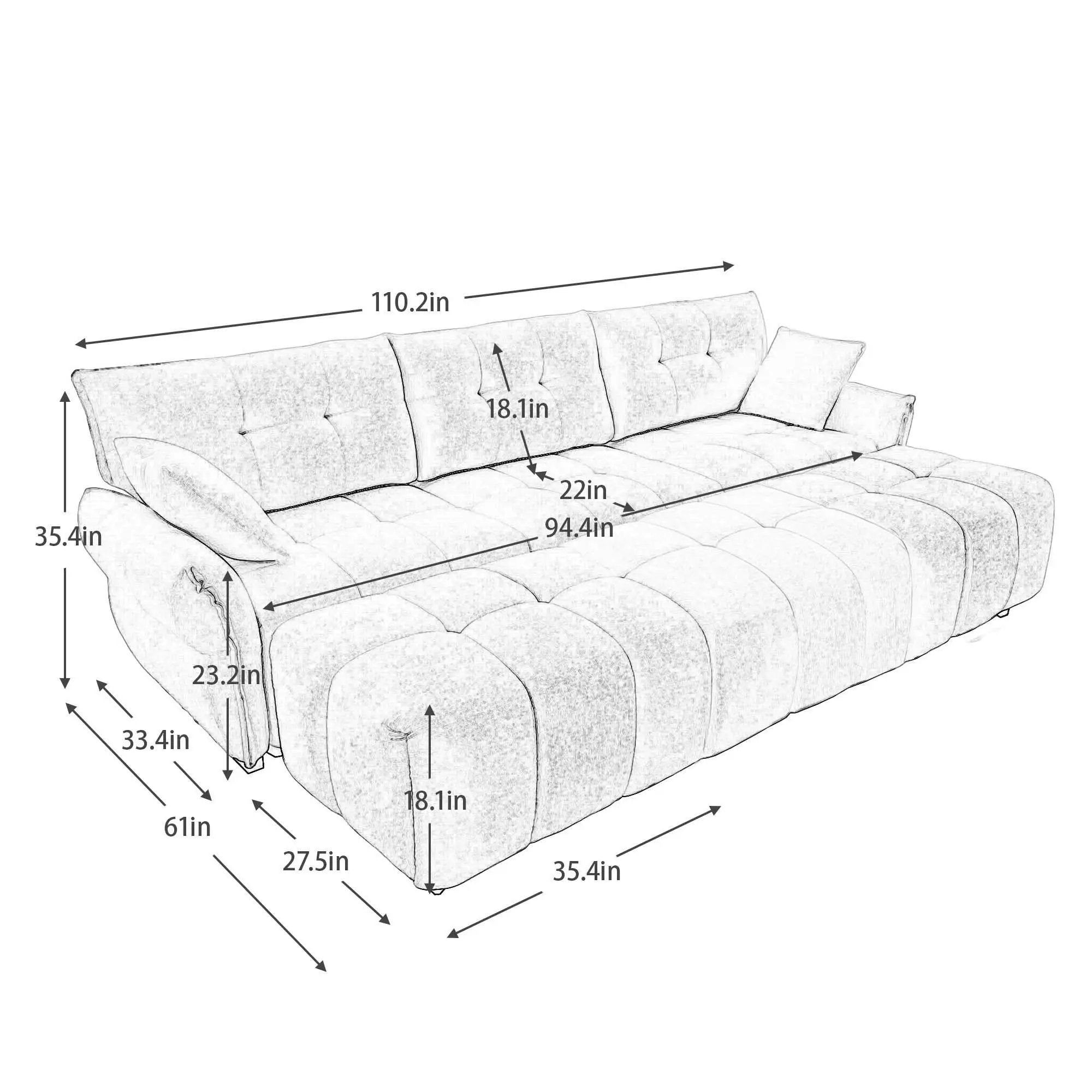 Sofa Set With Ottoman And Pillows, Textured, High Resilience Cushions by HouseOfZazla