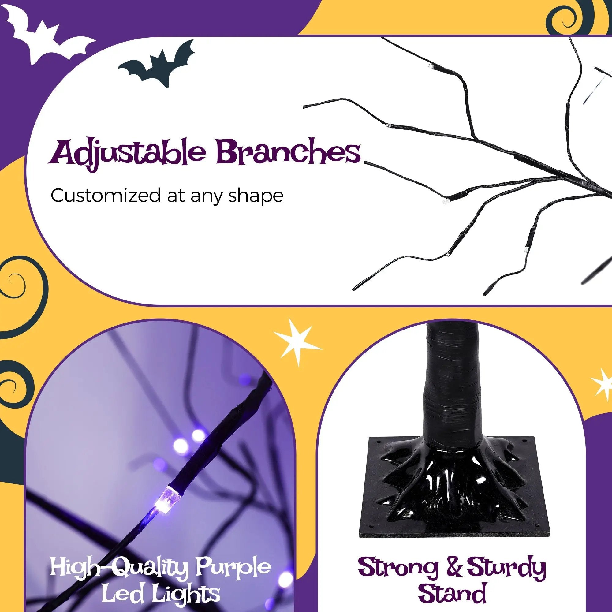 3 Pc Illuminated Halloween Tree with Purple LED Glow by HouseOfZazla
