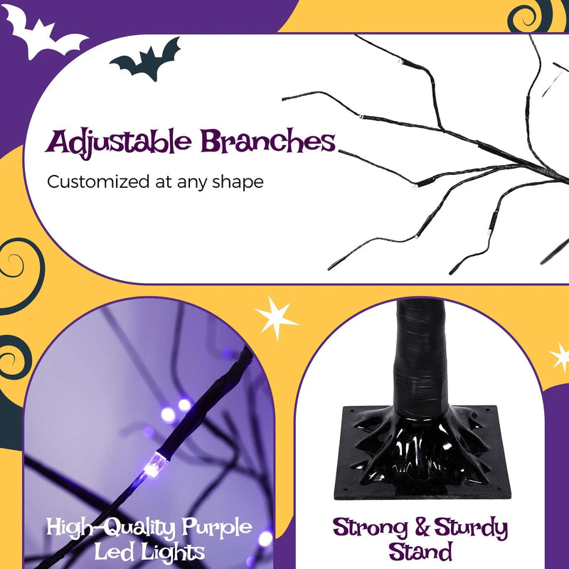 3 Pc Illuminated Halloween Tree with Purple LED Glow by HouseOfZazla