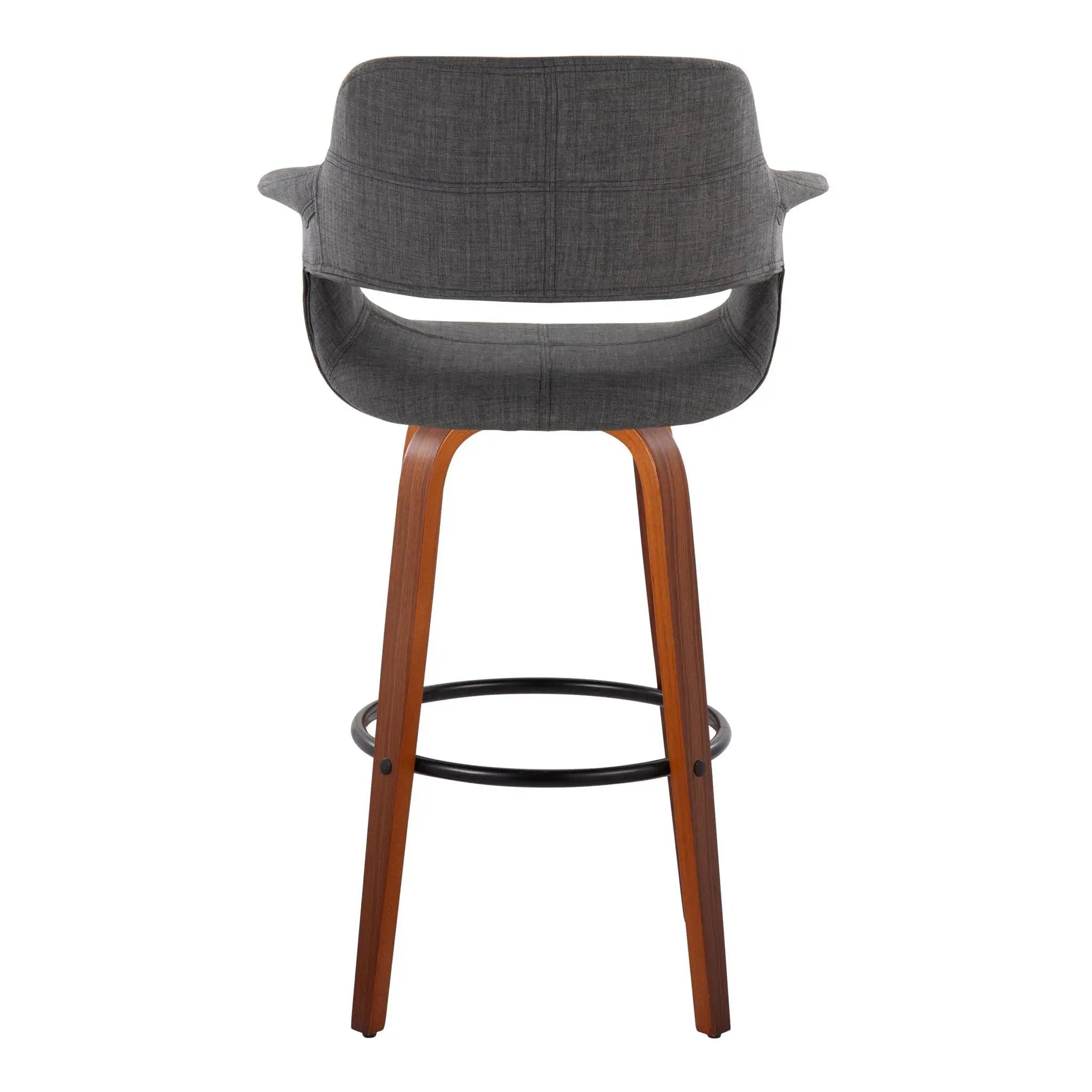 Vintage Flair - Mid Century Modern Fixed Height Barstool With Swivel With Round Footrest (Set of 2) by Unique Piece Furniture