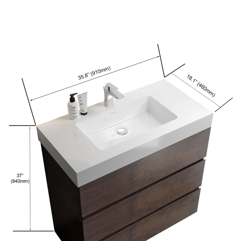 Alice - Bathroom Vanity With Large Storage Freestanding Bathroom Vanity, Sink For Modern Bathroom, One-Piece Sink Basin Without Drain And Faucet by Unique Piece Furniture