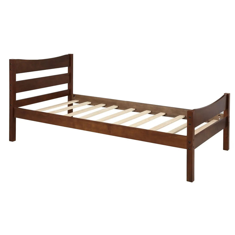 Twin Size Platform Bed With Headboard And Wooden Slat Support by HouseOfZazla
